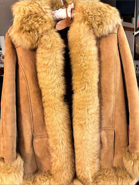 Vintage The Leather Shop Shearling Coat in Brown Size 10